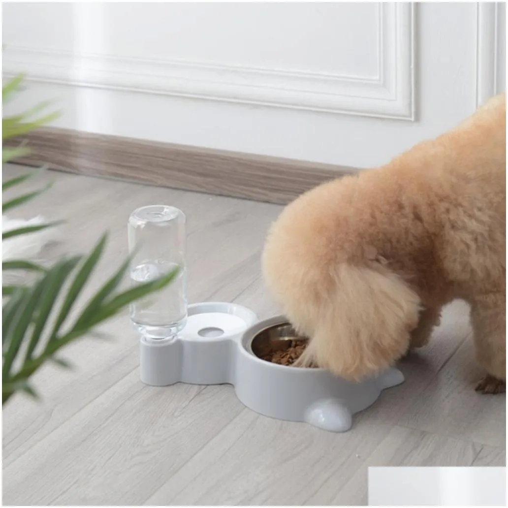 Bubble Pet Bowls Stainless Steel Automatic Feeder Water Dispenser Food Container for Cat Dog Kitten Supplies Drop Ship Y200917