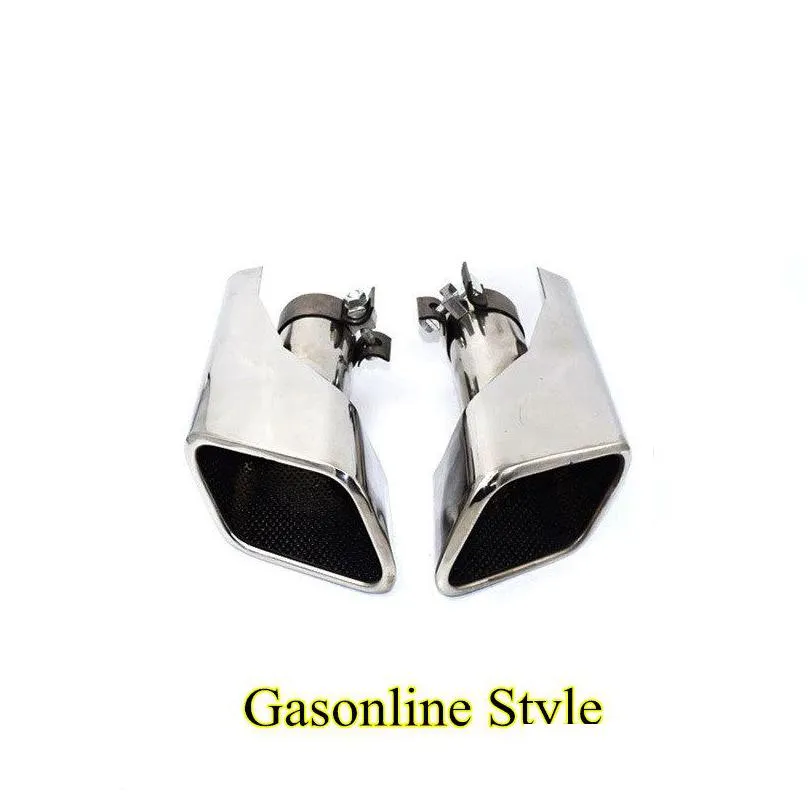 pair silver stainless steel exhaust single muffler tips for  2010-2013 range sport rear pipe