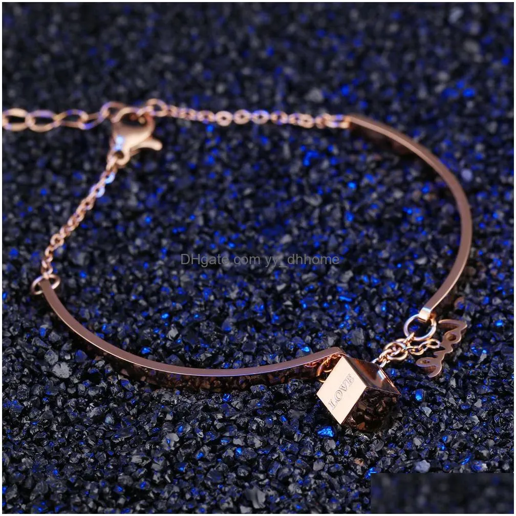 love charm bracelets 316l stainless steel titanium steel 14k gold plated jewelry women gift
