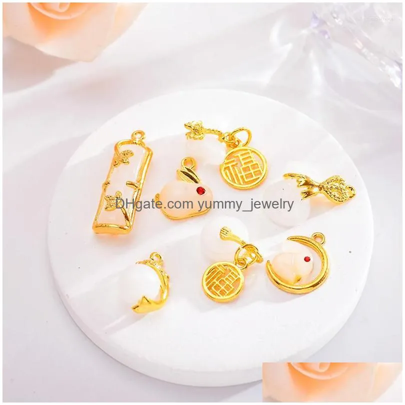 Charms Charms 10Pcs Cute Butterfly Bamboo Lucky Charm Pendant For Womens Collarbone Chain Earrings Diy Jewelry Making Supplies Drop De Dhmna