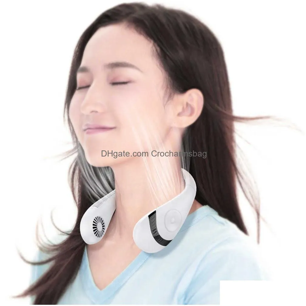 Other Home & Garden New Portable Neck Fan 5000Mah Foldable Usb Rechargeable Bladeless Mute Wearable Neckband Fans Air Cooling For Spor Dhyzo