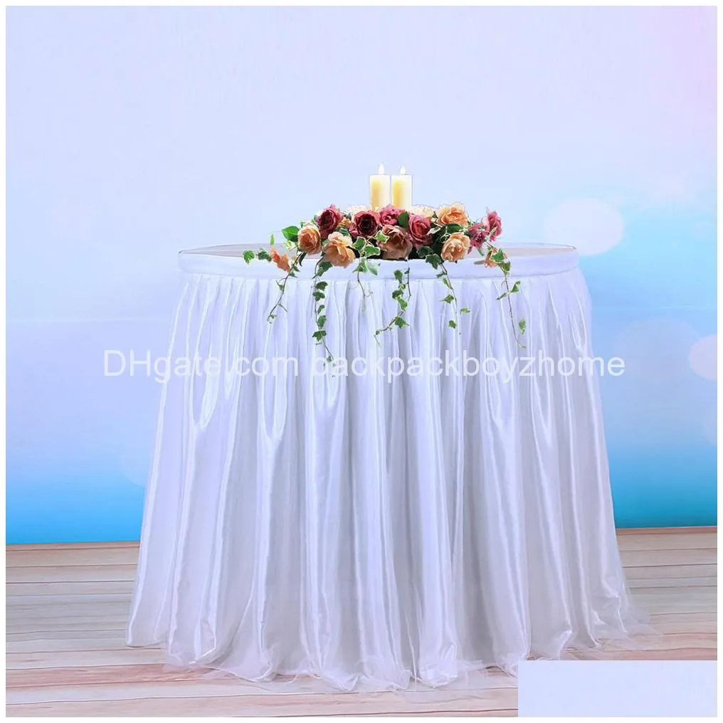 2018 new tulle tutu table skirt tableware cloth for party wedding banquet home decoration wedding table skirting 3 colors