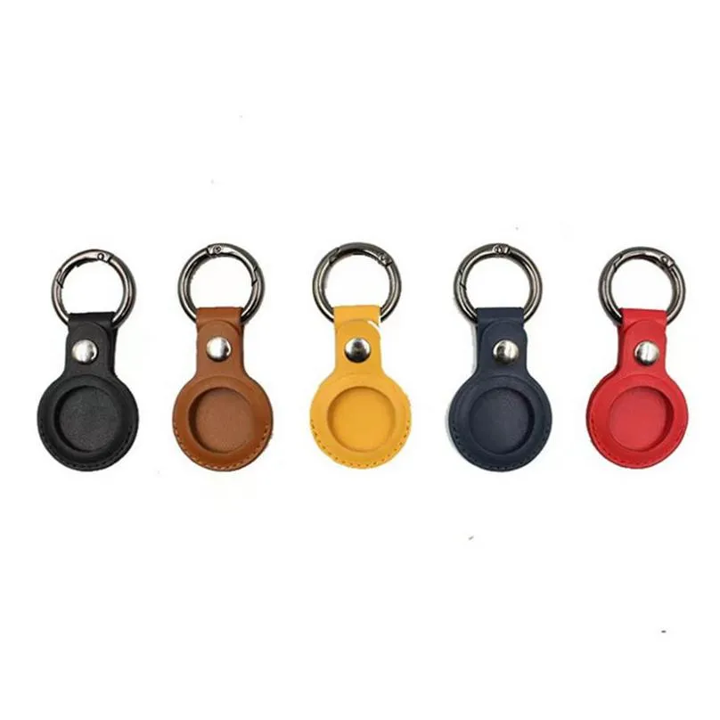 Colorf Leather Keychain Party Favor Anti-Lost For Airtag Protector Bag All-Inclusive Locator Individually Packaged Drop Delivery Dhs0D