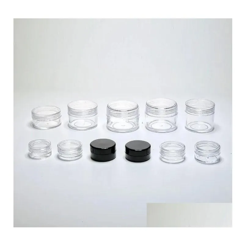wholesale Wholesale Jars Cosmetic Sample Empty Container 5ML Plastic Round Pot Screw Cap Lid Small Tiny 5G Bottle for Make Up Eye Shadow Nails 1 3 5 10 20 30
