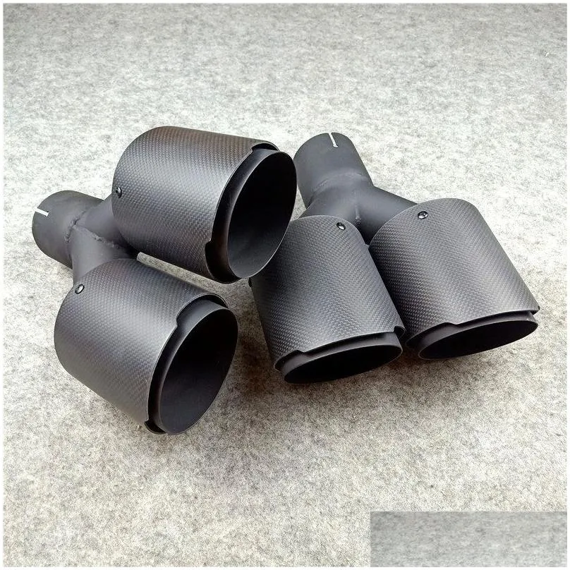 two pcs universal akrapovic dual exhaust muffler tips carbon fiber add black stainless steel auto exhausts end pipes