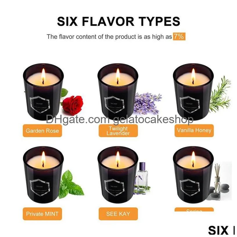 christmas soy wax scented candle set glass cup aromatherapy candles 6 pcs / set xmas wedding valentines day aromatherapy candle gifts