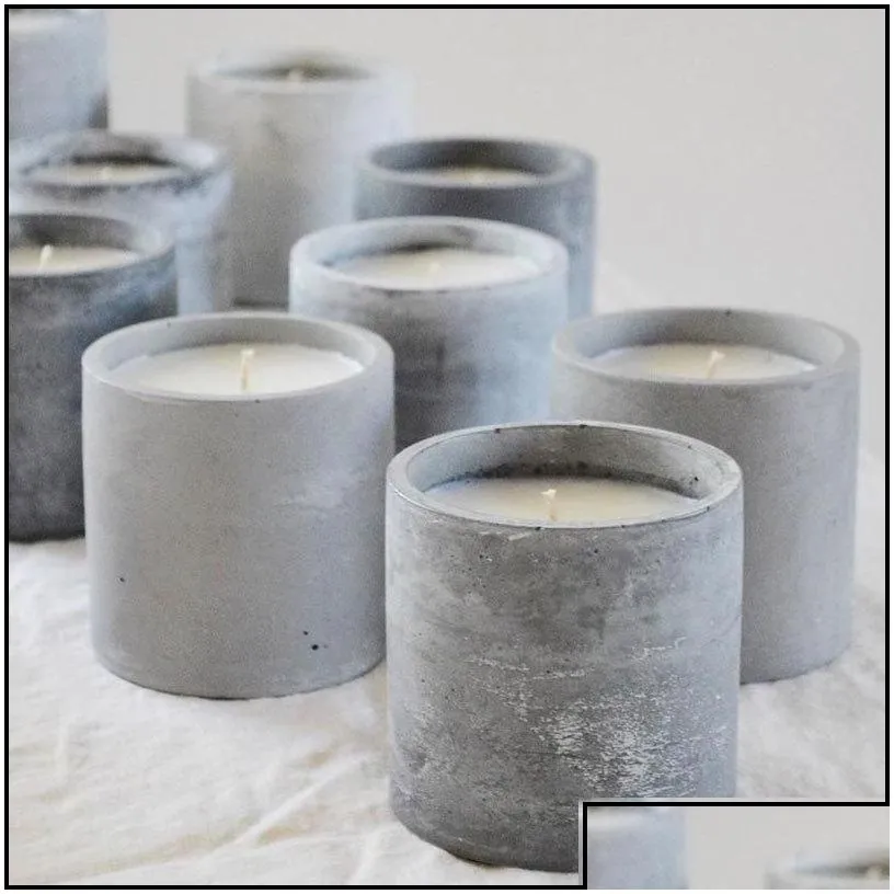 candle holders round vessel cement cup sile mod concrete jar candlestick plaster pen holder mold drop delivery 2022 home garden dhnvn