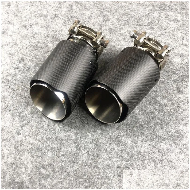 glossy stainless steel muffler end pipe exhaust tip for universal akrapovic carbon tail tipsone pcs