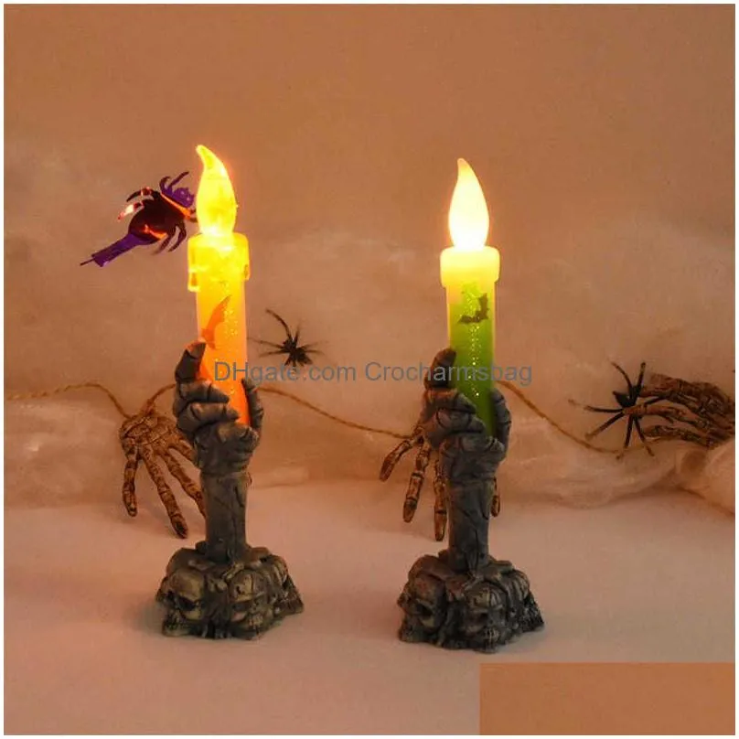 Other Event & Party Supplies New Halloween Led Candle Light Skl Ghost Hand Smokeless Horror Props Party Decoration Supplies Childrens Dhgyu