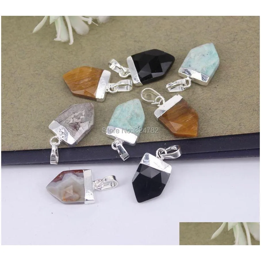 Pendant Necklaces Pendant Necklaces 5Pcs Natural Tiger Eye Amazon Arrowhead Beads Arrow Point For Making Jewelrypendant Drop Delivery Dhd12