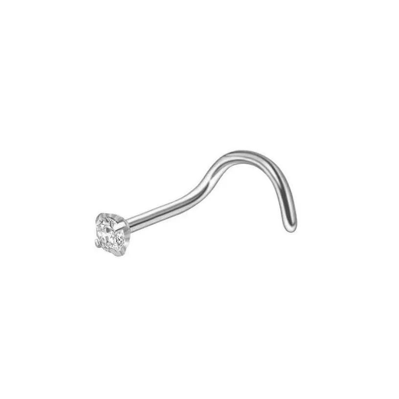 Nose Rings & Studs Nose Rings Studs Diamond Ring Anti Allergy Nasal Stud Screws Rose Ball Piercing Women Jewelry Hoop Drop Ship 206 De Dhua3