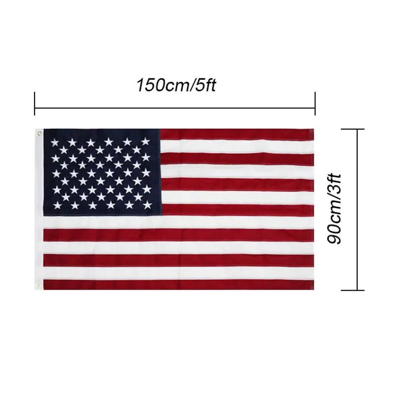3X5Ft High Quality American Oxford Cloth Embroidered Flag Drop Delivery Dha6X