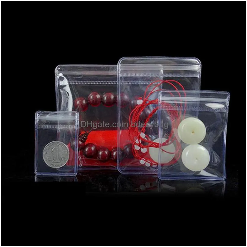 clear plastic jewelry storage bag thick transparent package pvc bag with zipper resealable jewelry packing bag wholesalelz0647