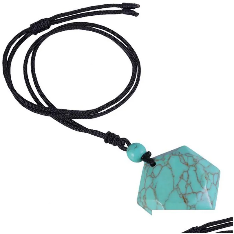 Pendant Necklaces Pendant Necklaces Natural Amethyst Crystal Stone Hexagram Reiki Magen David Healing Star Of Adjustable Rope Chain Ne Dhe5U