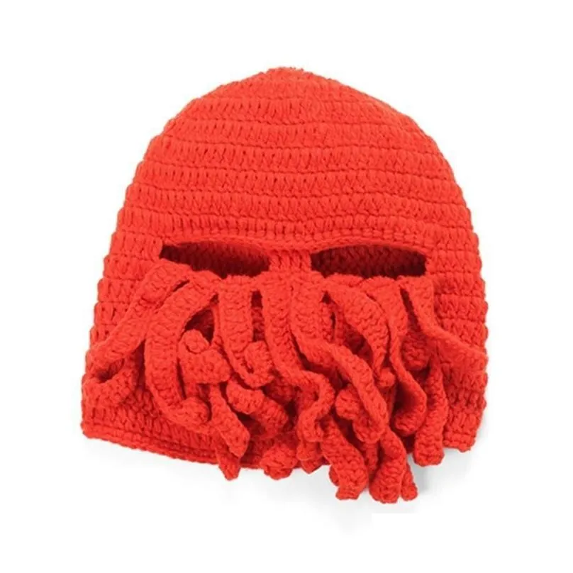 Wind Face Mask Octopus Tentacle Hat Cthulhu Hat Knited Beanie Cap Ski  Winter Fun