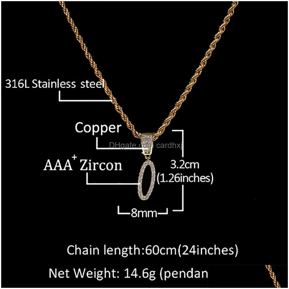 Pendant Necklaces Gold Sier Az Letters Pendant Necklaces Whos Initial Micro Letter Charm For Men Women With 24Inch Rope Chain2891677 D Dhig1