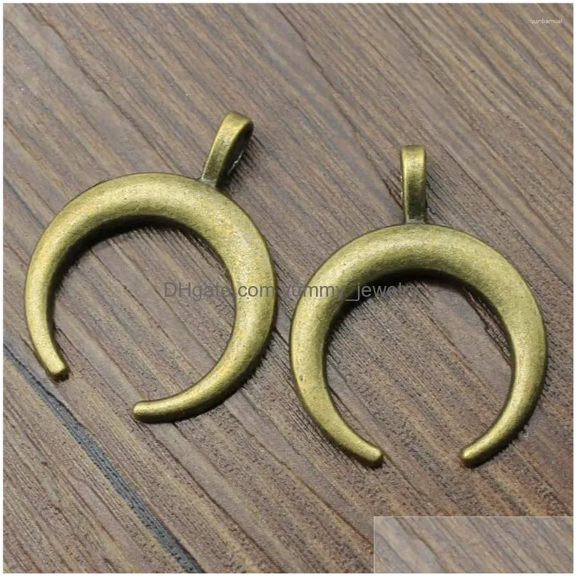 Charms Charms 10Pcs 33X26Mm Pendant Horns Crescent Moon Charm Pendants For Jewelry Making Antique Sier Plated Drop Delivery Jewelry Je Dhoks