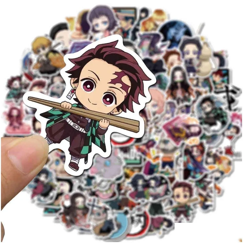 10/50/100pcs demon slayer anime stickers graffiti stickers for motorcycle car skateboard laptop luggage guitar decals kid toy 1025