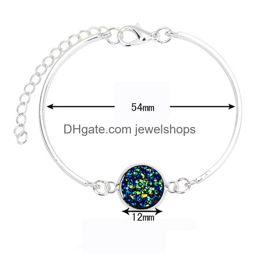 Charm Bracelets Natural Stone Bracelets Bangles For Women Colorf Crystal Quartz Druzy Charms Bracelet New Sier Plated Summer Lady Drop Dhsfl