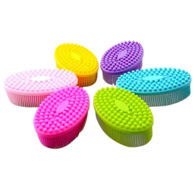 bath silicone brush cleaning body brushes bathing articles women men children uni washing equipment 7 5ws b2