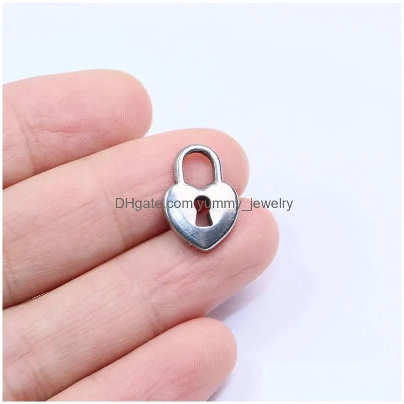 Charms Charms 5Pcs 316L Stainless Steel Lock Fashion Jewelry Pendant Diy Handcraft Vacuum Plate Waterproof Antiallergic Drop Delivery Dhzyg