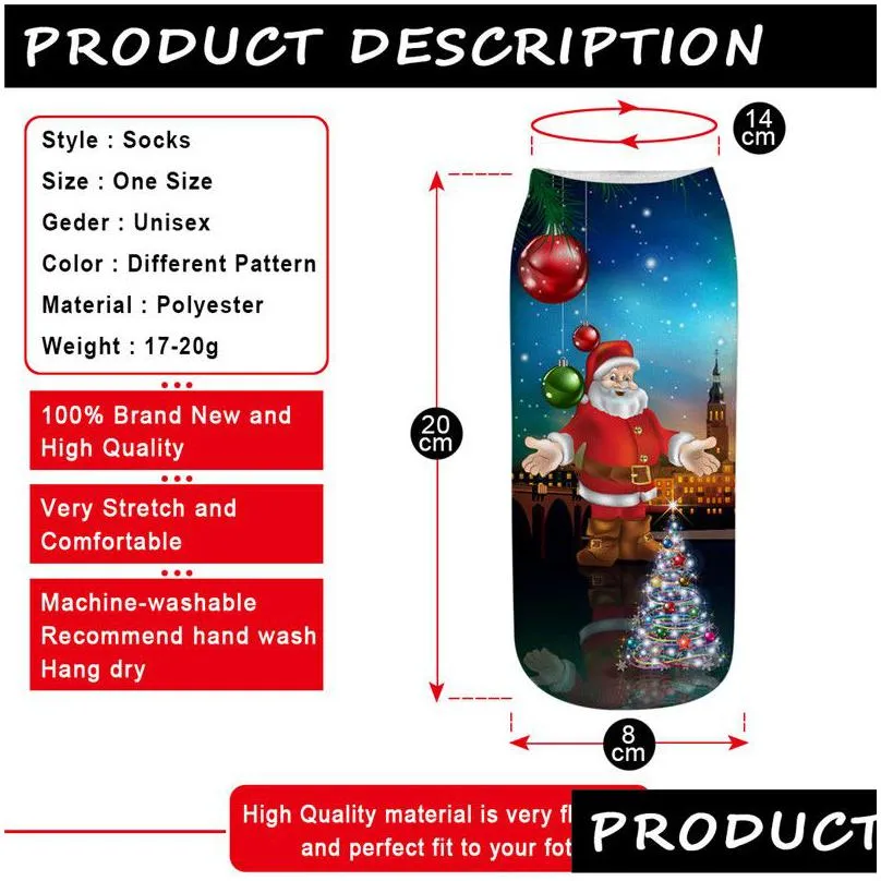 Christmas Stockings 3D Print Cartoon Funny Socks Cotton Warm Winter For Party New Year Long Men Women Sock Cute Drop Delivery Dhobw
