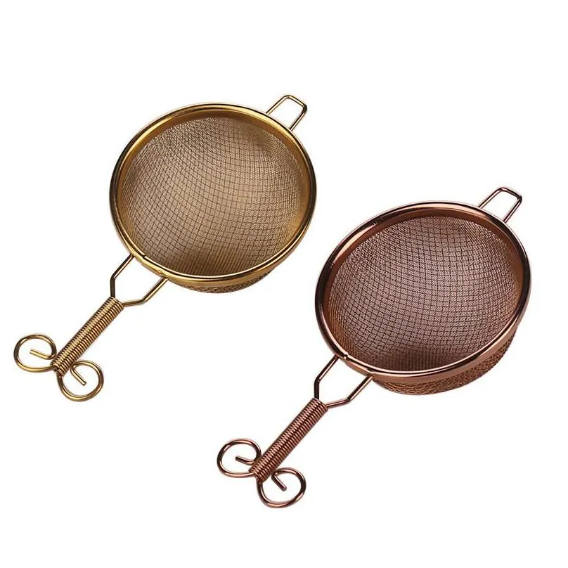 tea leakages net stainless steel gold plated filter screen strainers muti colors funnel metal ceramics decorative handle 9xg c2