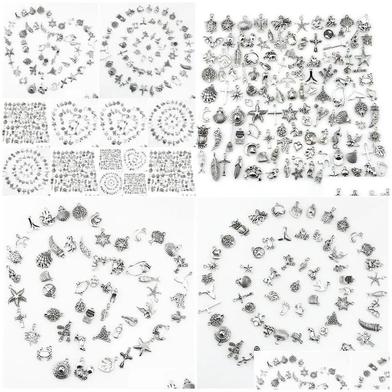 Charms Charms Mix 120Pcs Vintage Antique Sier Mini Life Alloy Pendant Diy Jewelry Making Drop Delivery Findings Components Jewelry Jew Dhmza