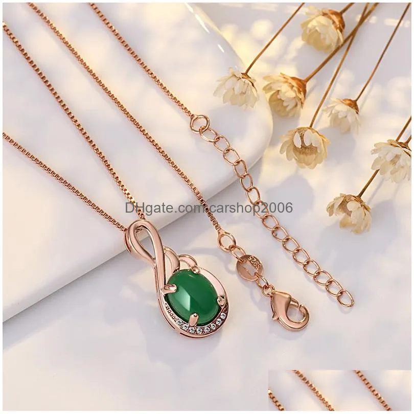 green oval jade pendant necklace s925 silver plated engagement wedding jewelry christmas gift