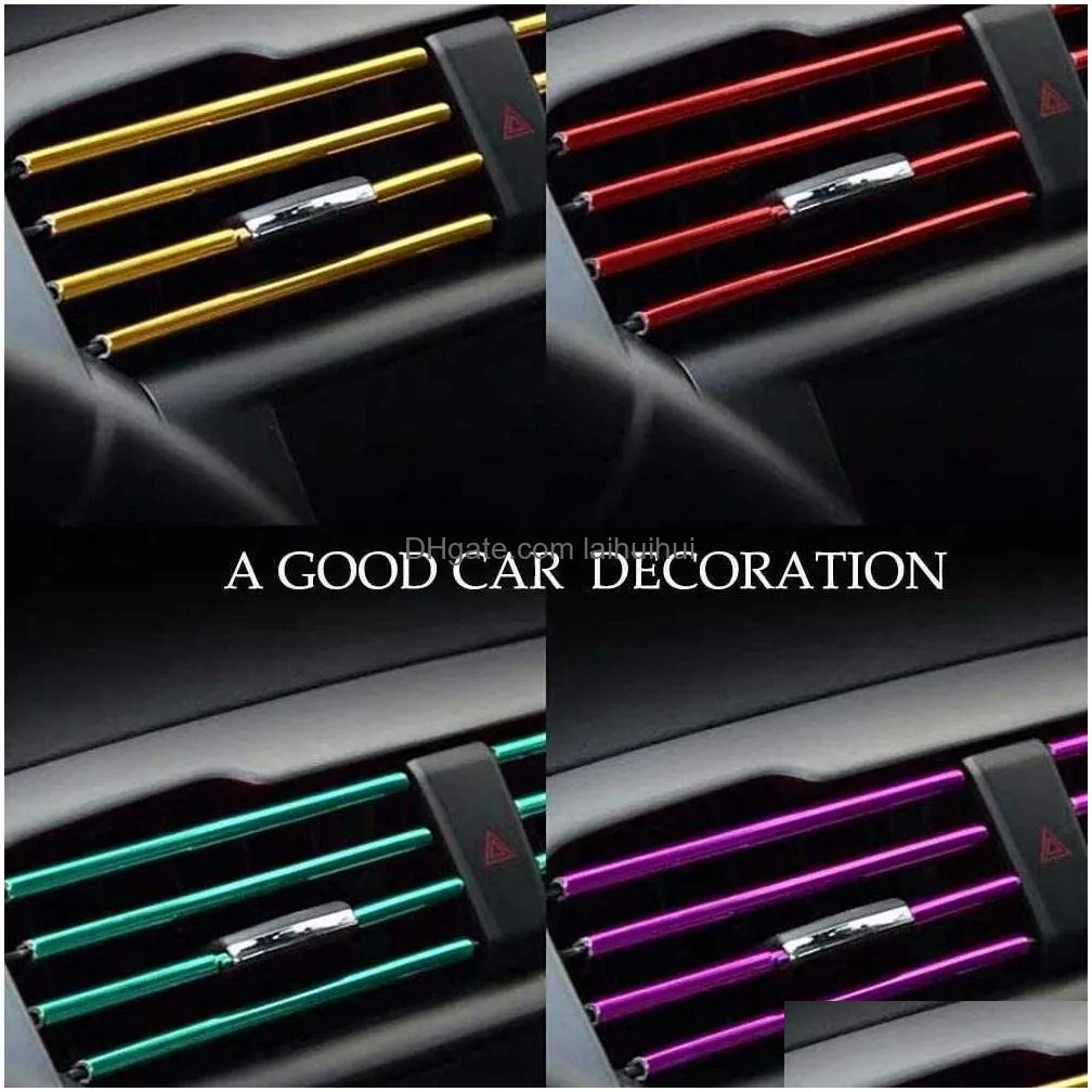 10 pcs 20cm car air conditioner vent outlet trim strip u shape chrome pvc colorful shiny car trim strip for car decoration