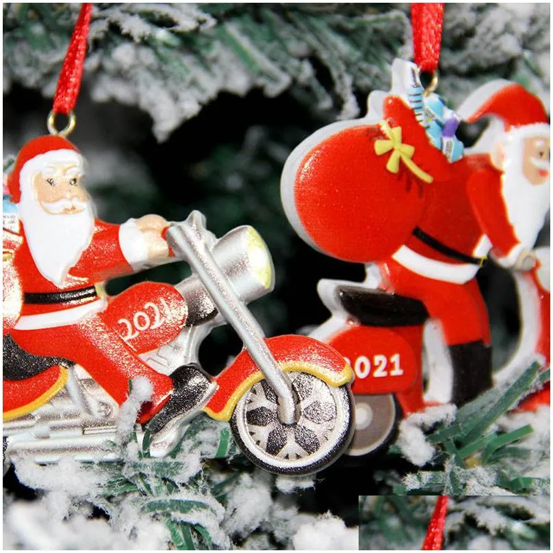 Creative Santa Claus Motorcycle Christmas Decorations Diy Party Home Decoration Tree Pendants Drop Delivery Dhs7H