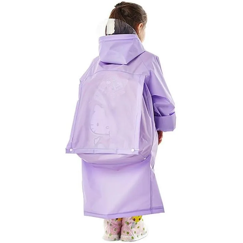 Fashion School Bag Hooded Raincoat EVA Raincoats Children Poncho Kids Rainwear Travel Rain Coat Waterproof Rain Wear 5 Colors WDH0737