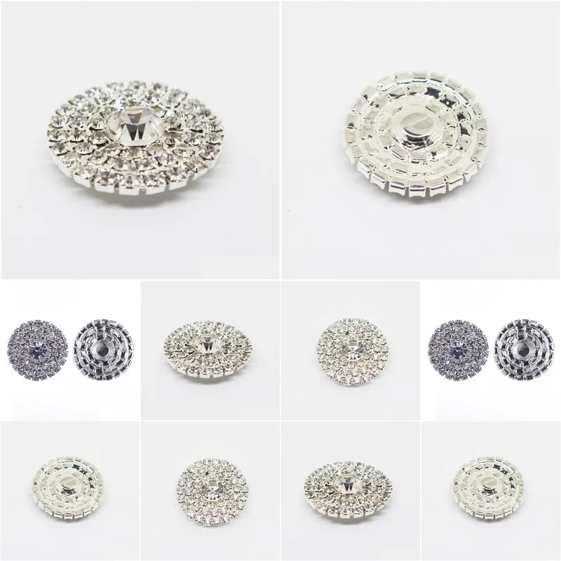 Rhinestones 50Pcs 25Mm Round Rhinestone Sier Button Flatback Decoration Crystal Buckles For Baby Hair Accessories Drop Delivery Jewelr Dhmin