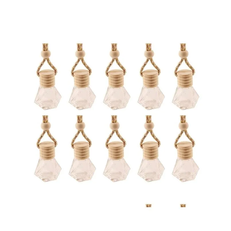 Stock Car Hanging Glass Bottle Empty Perfume Aromatherapy Refillable Diffuser Air Fresher Fragrance Pendant Ornament FY5288 0704