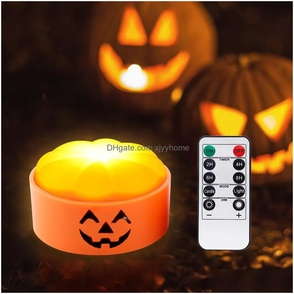 Party Decoration 2022 New Halloween Decorative Lights 16 Color Pumpkin Candle Remote Control Led Electronic Candles Drop Delivery Home Dhmxl