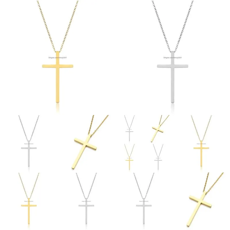 Pendant Necklaces Stainless Steel Jesus Cross Pendant Necklace Simple Women Men Fashion Jewelry Will And Drop Delivery Jewelry Necklac Dhuyl