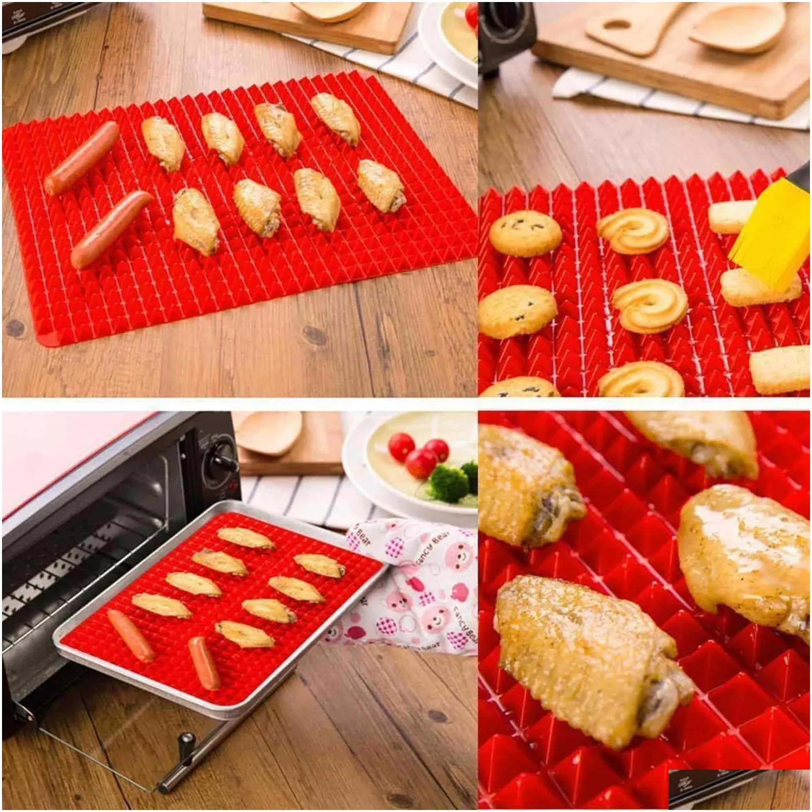 Baking & Pastry Tools New Sile Cooking Mat Pyramid Sheets Baking Pan Bbq Raised Drop Delivery Home Garden Kitchen, Dining Bar Bakeware Dha81