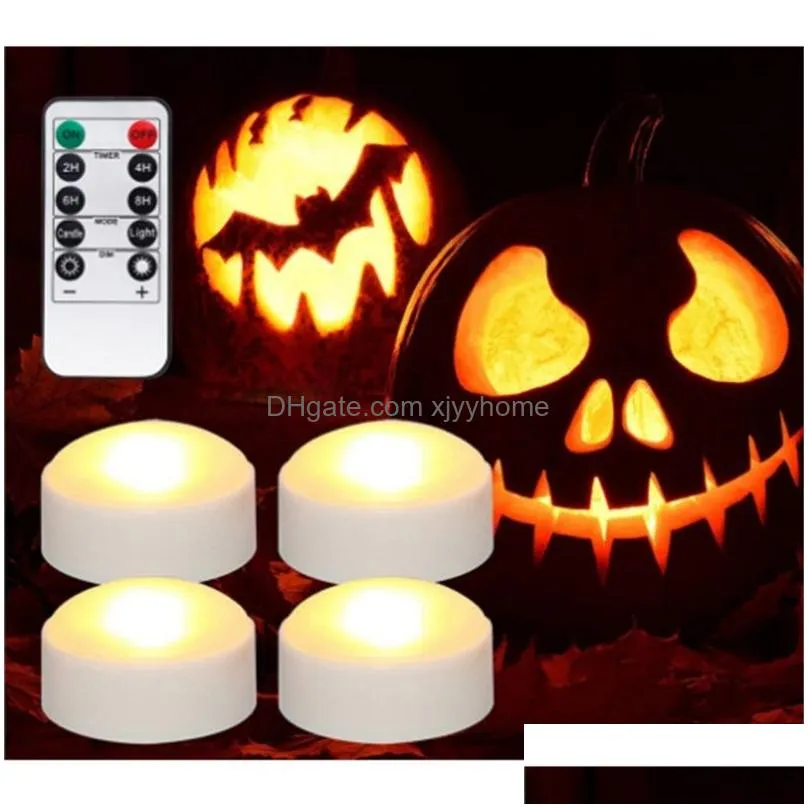 Party Decoration 2022 New Halloween Decorative Lights 16 Color Pumpkin Candle Remote Control Led Electronic Candles Drop Delivery Home Dhmxl
