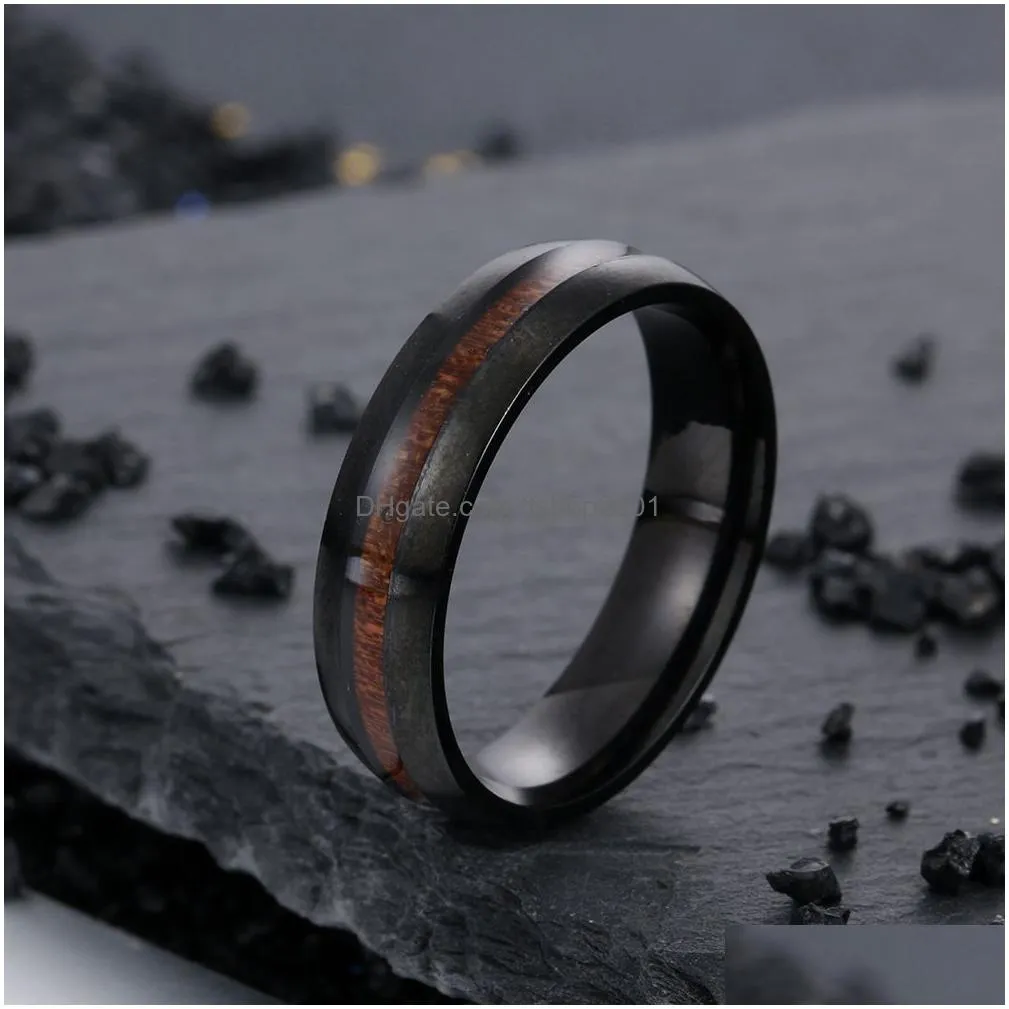 Band Rings Stainless Steel Wood Ring Blue Gold Band Rings For Men Women Fashion Jewelry Will And Drop Delivery Jewelry Ring Dhwbu