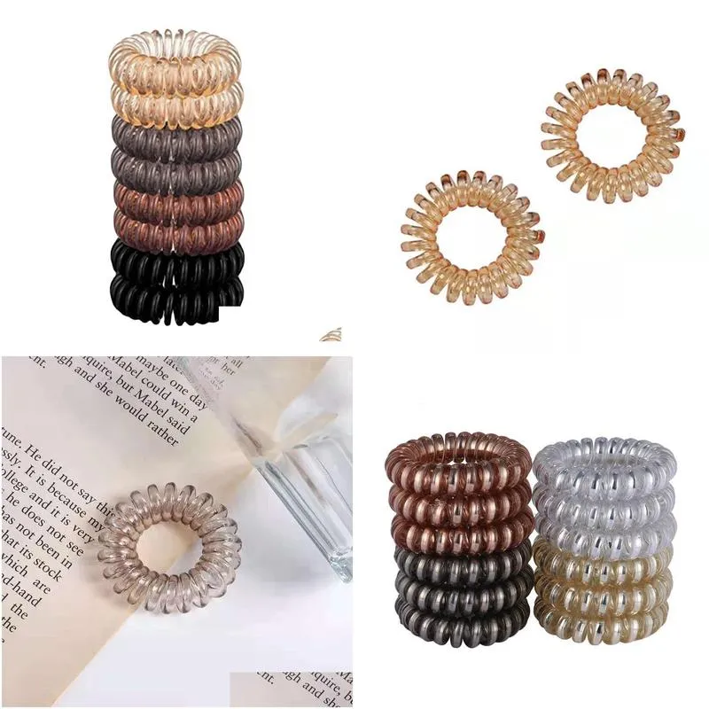 womens hair hair accessories spiral scrunchie simple high stretch ptu hair cord telephone scrunchie-1