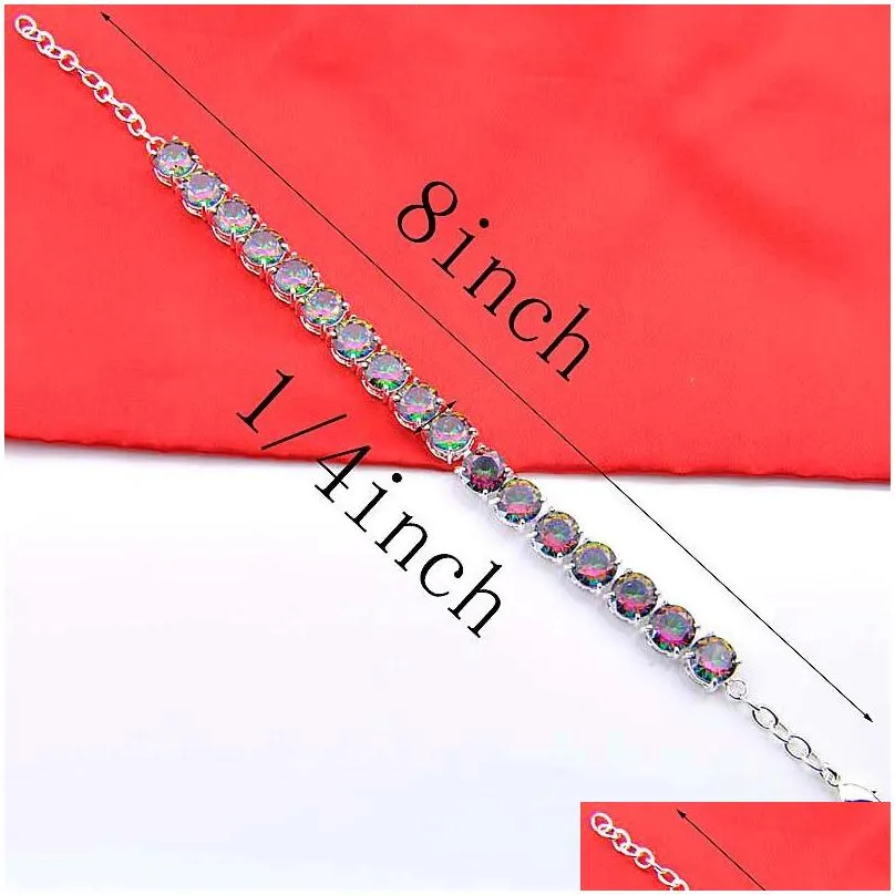 Tennis 5 Pcs/Lot High Quality Fashion Round Shaped 8 Mm Colorf Topaz Bracelet Jewelry 925 Sier Party Christmas Gift For Drop Delivery Dhedl