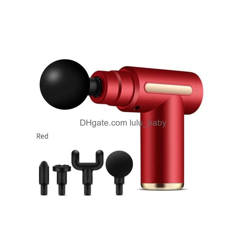 fascia massage gun muscle gun slim 6 speed button style touch screen 4 colors muscle massage relax body mini electric 4 heads 