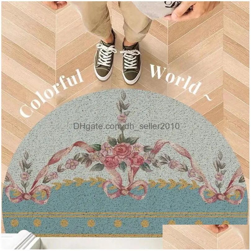 Carpet Carpet Home Porch Doormat Entrance Door Pvc Anti-Skid Retro Bow Floor Mat Semi-Circar Bathroom Kitchen Cute Room Drop Delivery Dh8Rb