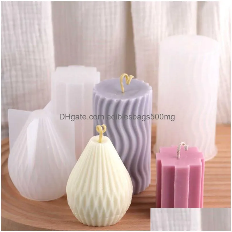  cylinder silicone candle mold diy stripe candles dinner ornament making plaster epoxy resin molds home decor handmade gifts