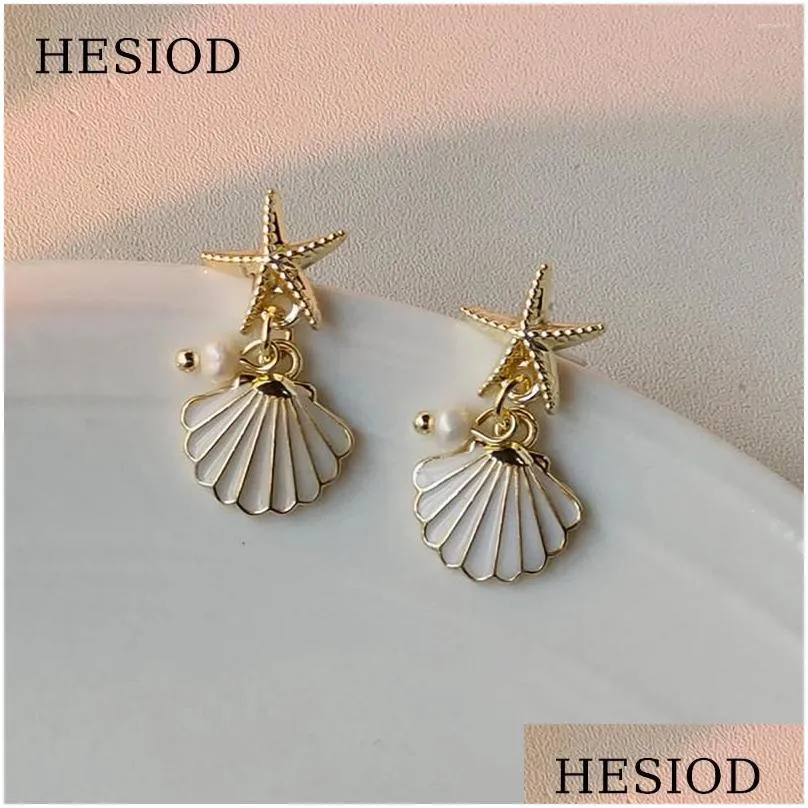 Dangle Earrings Summer Beach Accessories Real Irregular Pearl Alloy Starfish Resin Shell For Women 925 Needle Female Jewelry