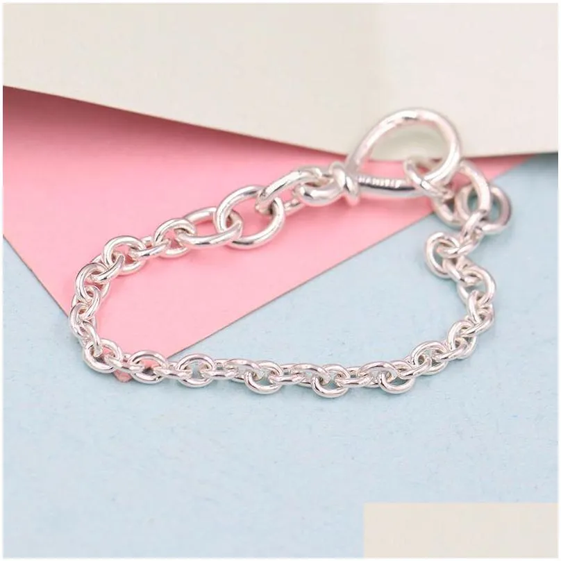 Charm Bracelets New Chunky Infinity Knot Chain Bracelet Women Girl Gift Jewelry For Pandroa 925 Sterling Sier Hand Bracelets With Orig Dhojb