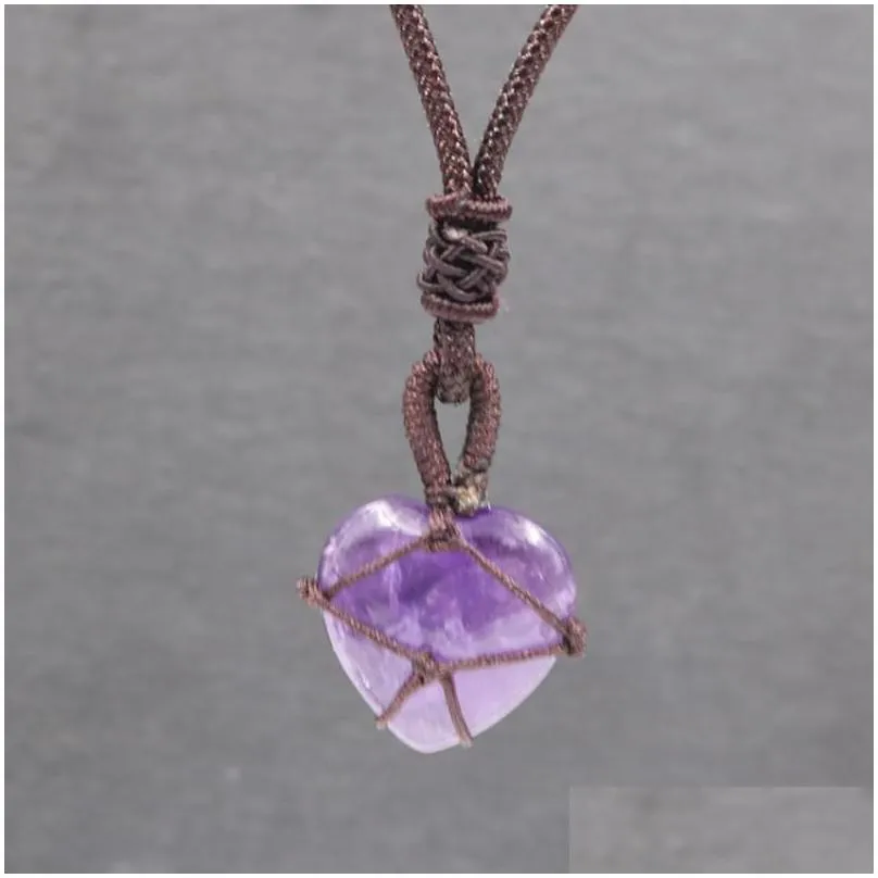 pendant necklaces diy heart necklace for kids girls birthstone opal powder crystal women jewelry