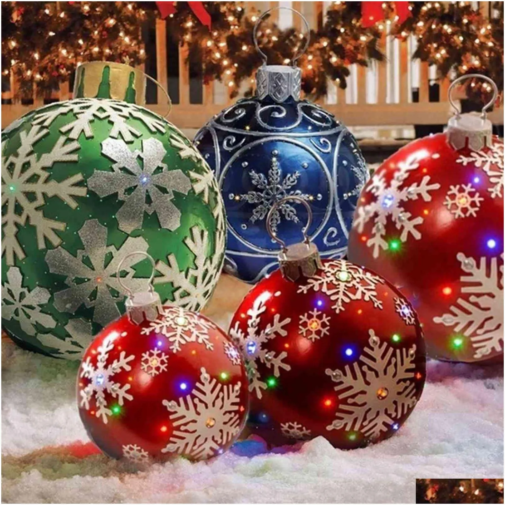 PVC Inflatable Ball Christmas Balls Tree Decos Xmas Decorative Outdoor  Holiday Inflatables Decoration 60cm 211105