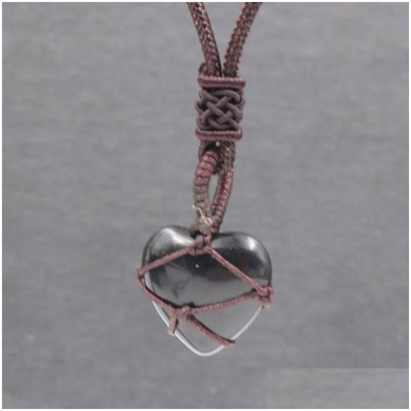 pendant necklaces diy heart necklace for kids girls birthstone opal powder crystal women jewelry