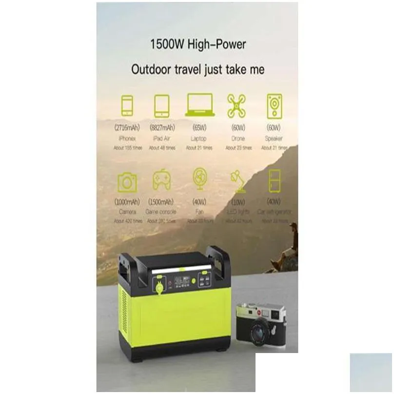 Portable Power Station 1210Wh LiFePO4 Battery Backup 378000mAh Battery Capacity AC 1200W 200W Solar Generator with 4 AC Outlets